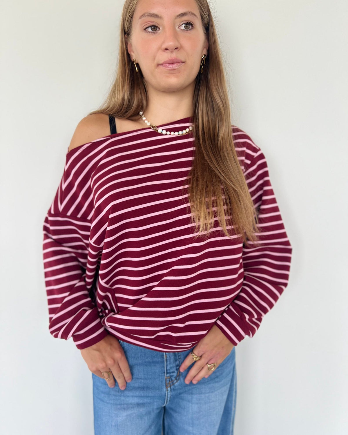 Gestreepte T-shirt met boothals