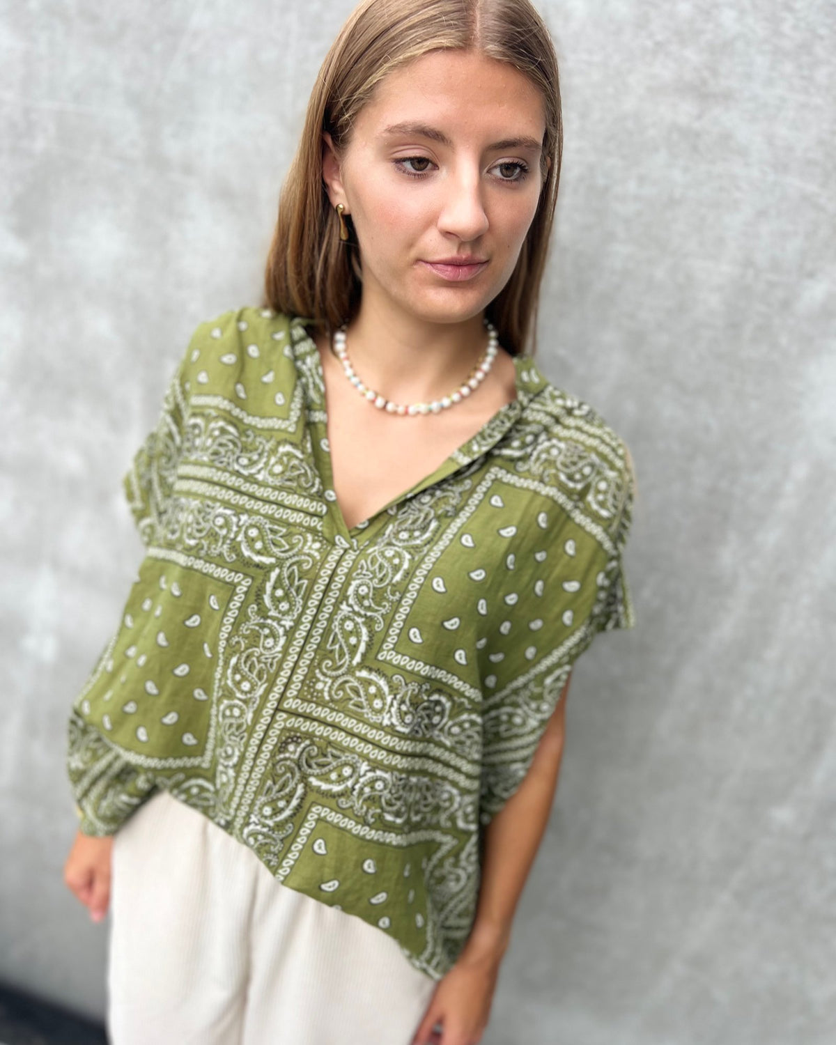 Bloesje bandana print khaki