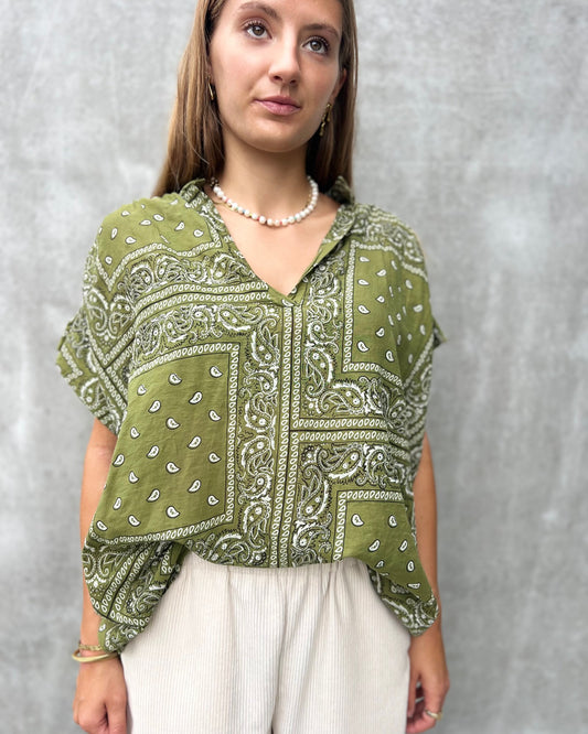 Bloesje bandana print khaki
