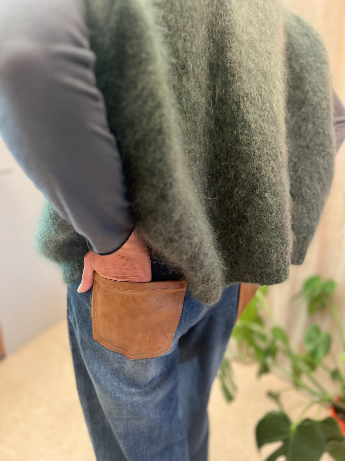 mohair trui oversized bottlegreen