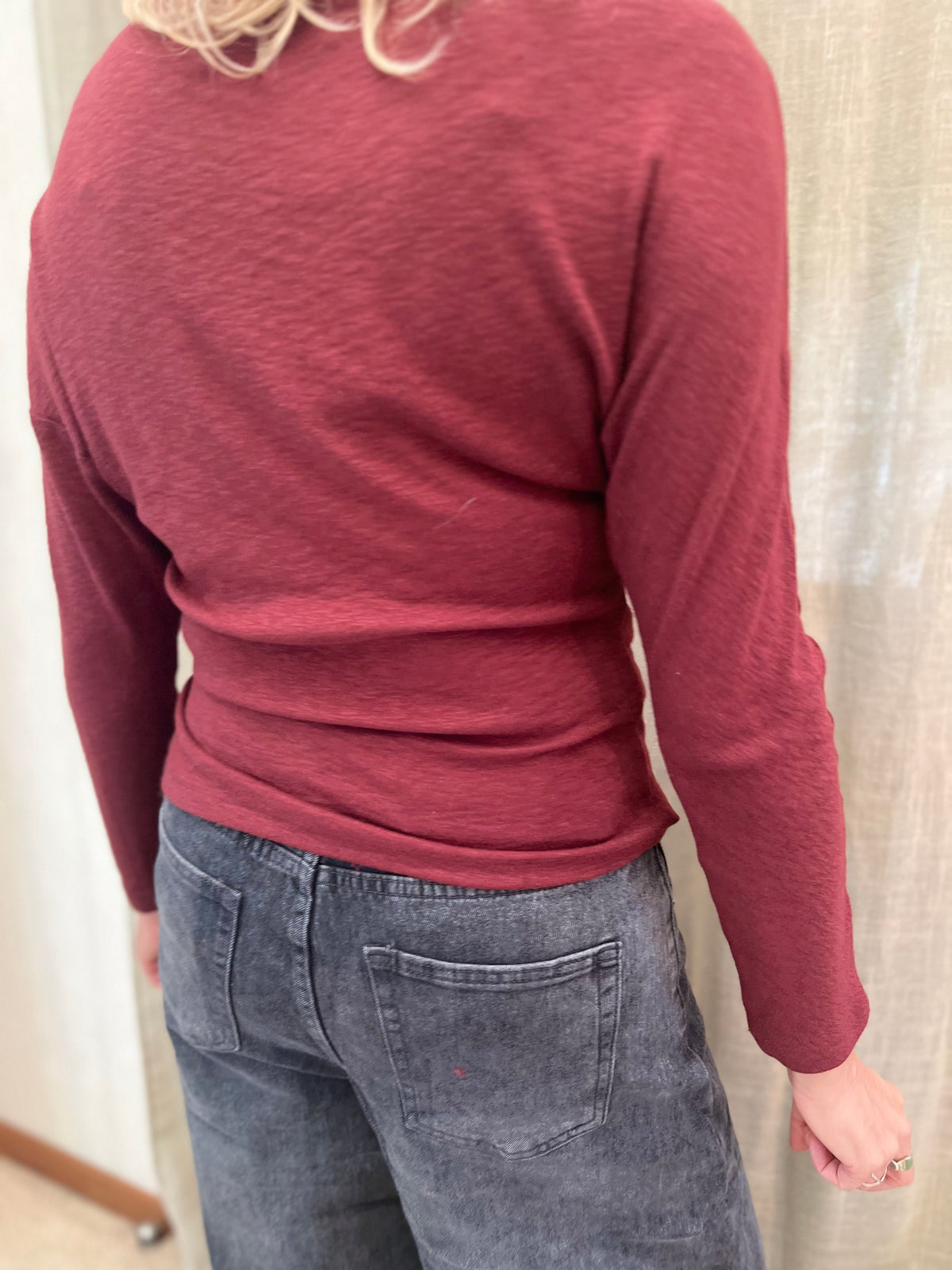 Bordeaux tshirt-boothals