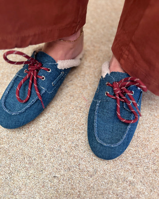 Loafer denim, mules