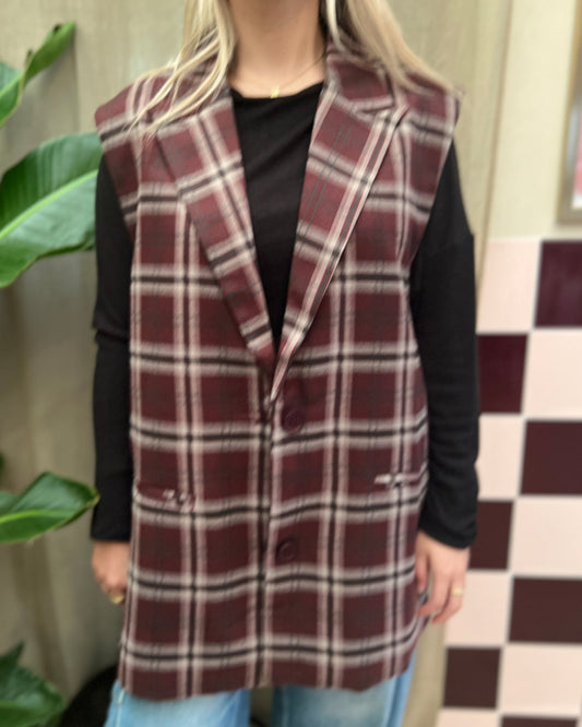 Geruite blazer– Bordeaux