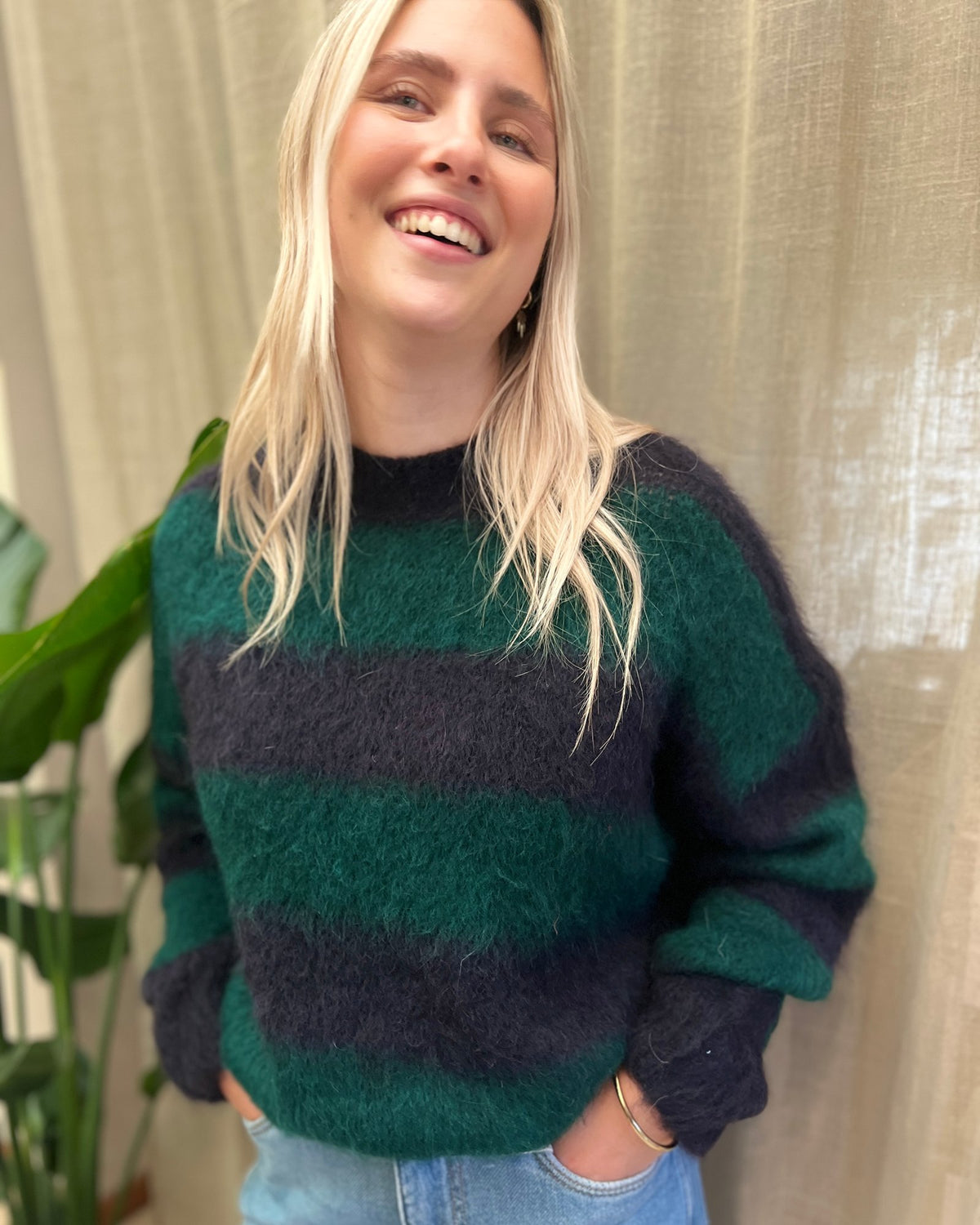 Oversized Striped Knit – blue/green