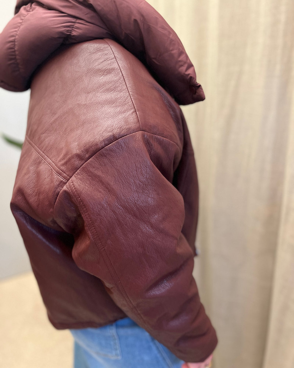 Bordeaux Puffer Jacket – Faux Leather