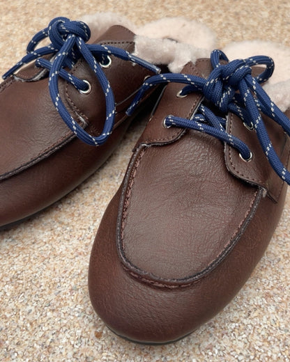Bruine loafers met teddy