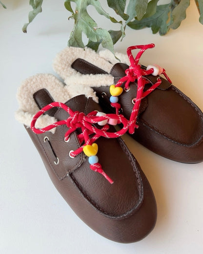 Bruine loafers met teddy