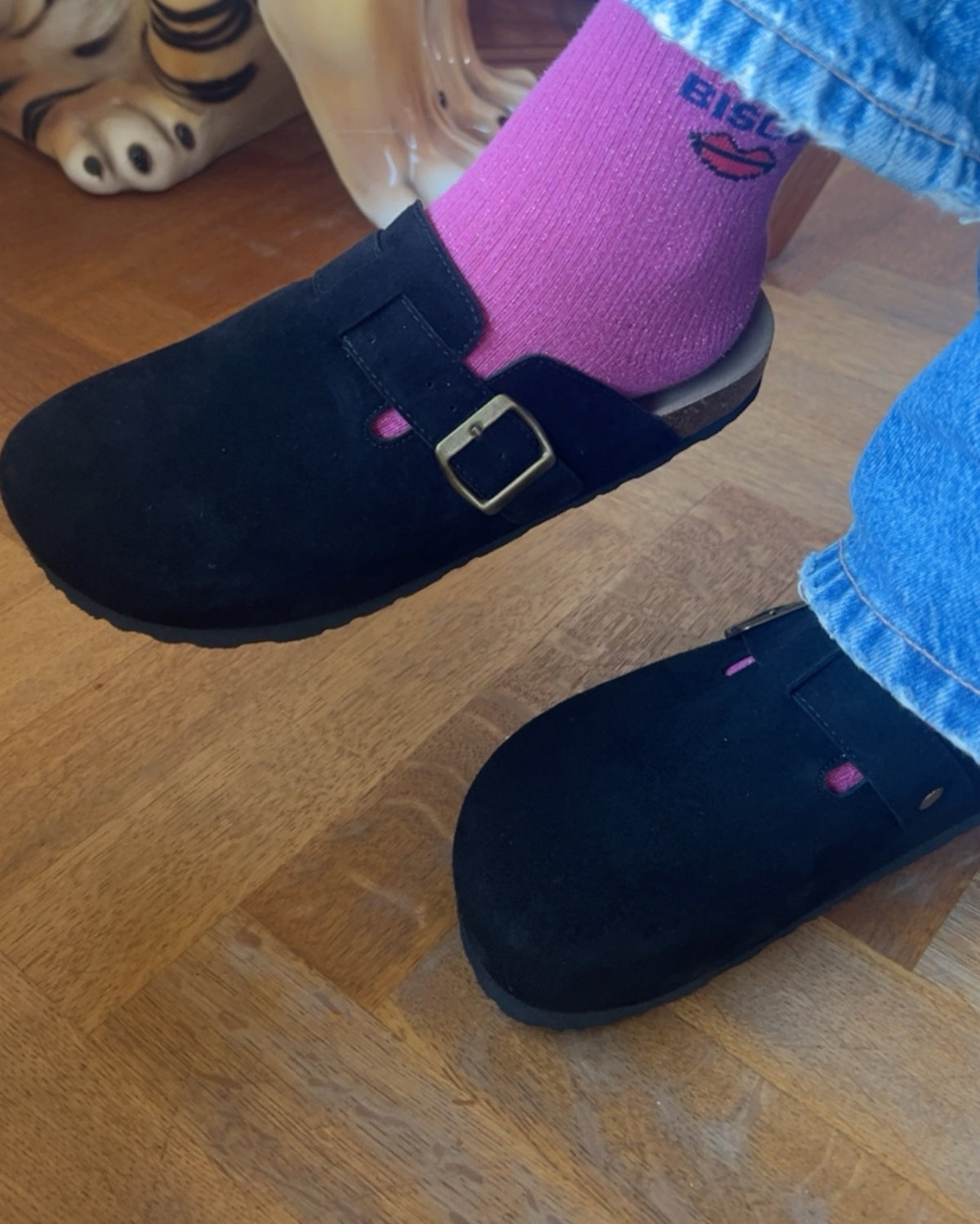 Zwarte clogs/mules