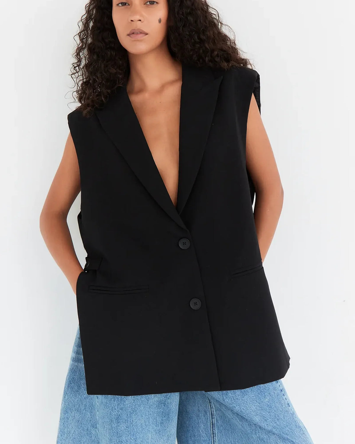 Zwarte blazer mouwloos