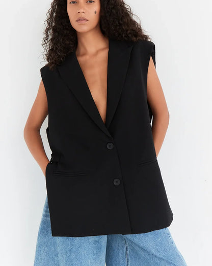 Zwarte blazer mouwloos