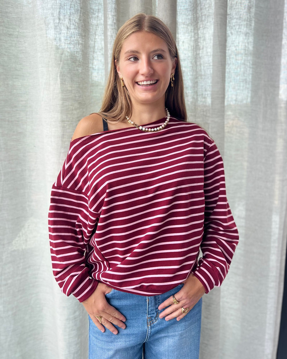 Gestreepte T-shirt met boothals