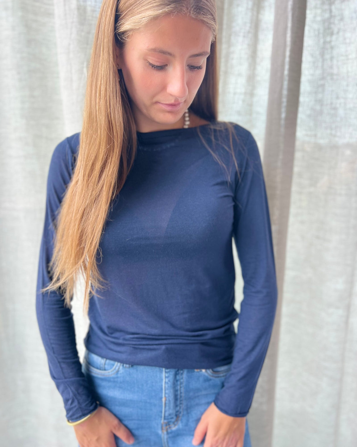 Cashmere Light Top – Navy