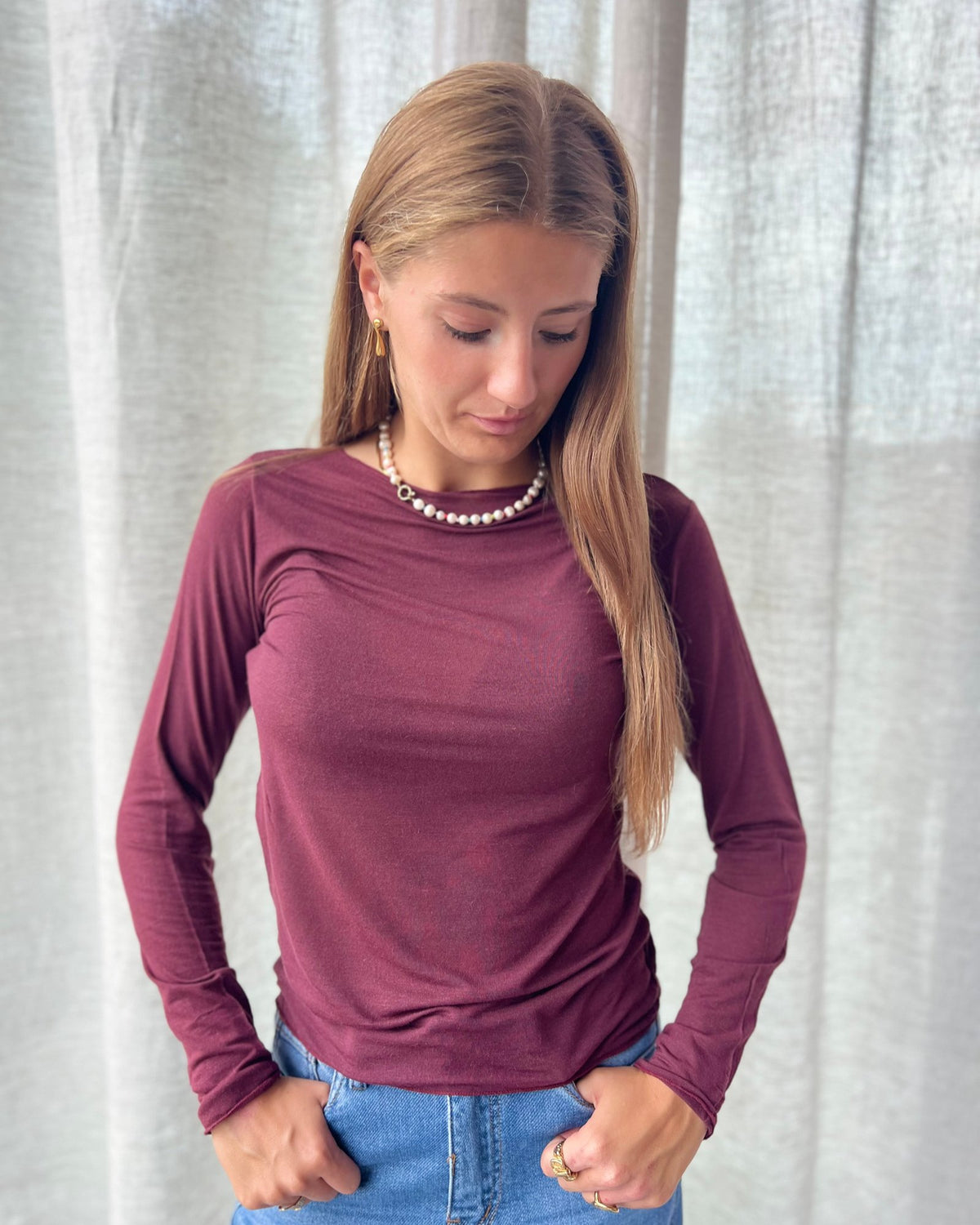 Cashmere Light Top – BORDEAUX