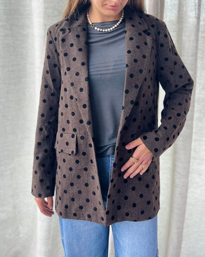 Fitted Dot Blazer – Chocolate Brown geruit