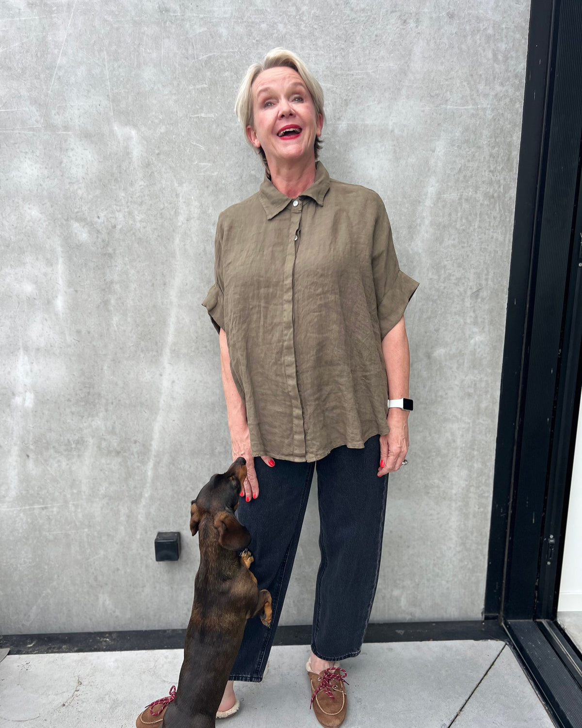 Oversized Linen Blouse – khaki