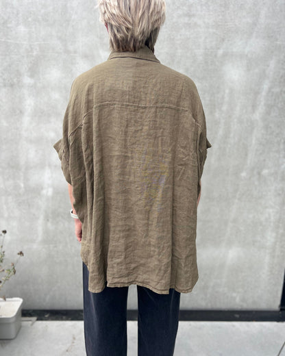 Oversized Linen Blouse – khaki