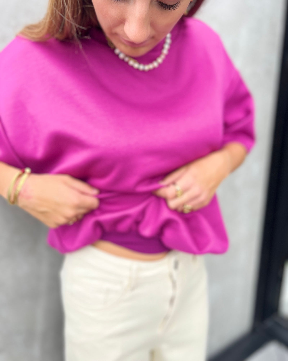 Ballon Top met Elastische Zoom – Fuchsia