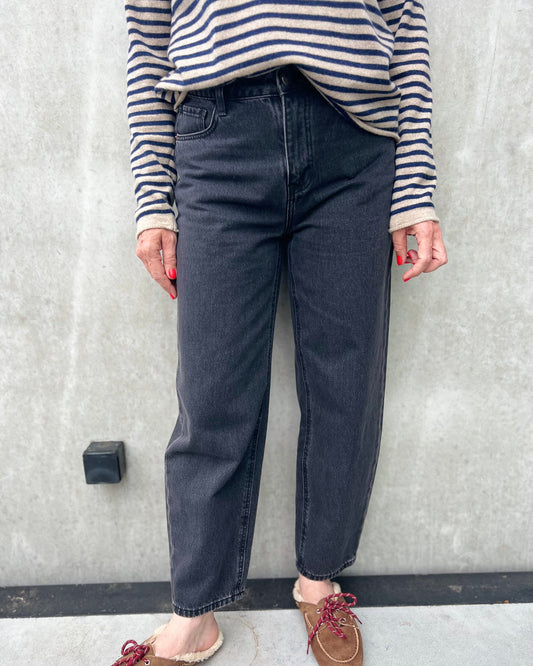 Gestreepte trui met boothals. beige/blauw
