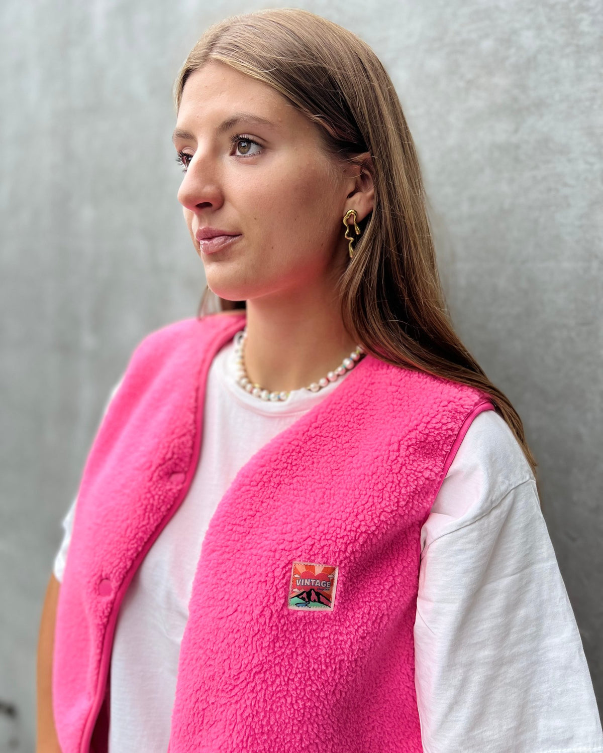 Super Soft Teddy Gilet – fluo pink