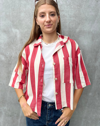 Katoenen gestreept bloesje