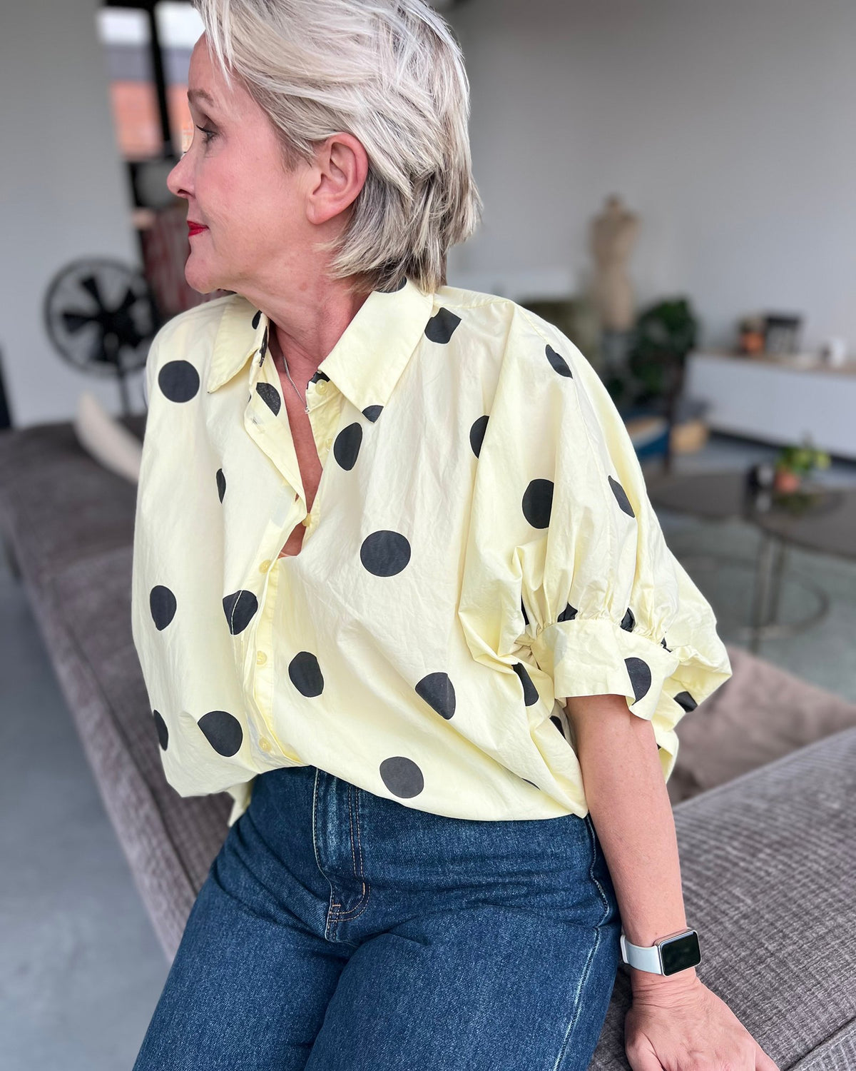Oversized blouse dots