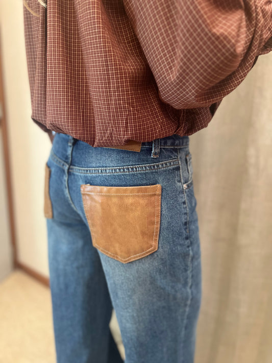 jeans lederen zakken