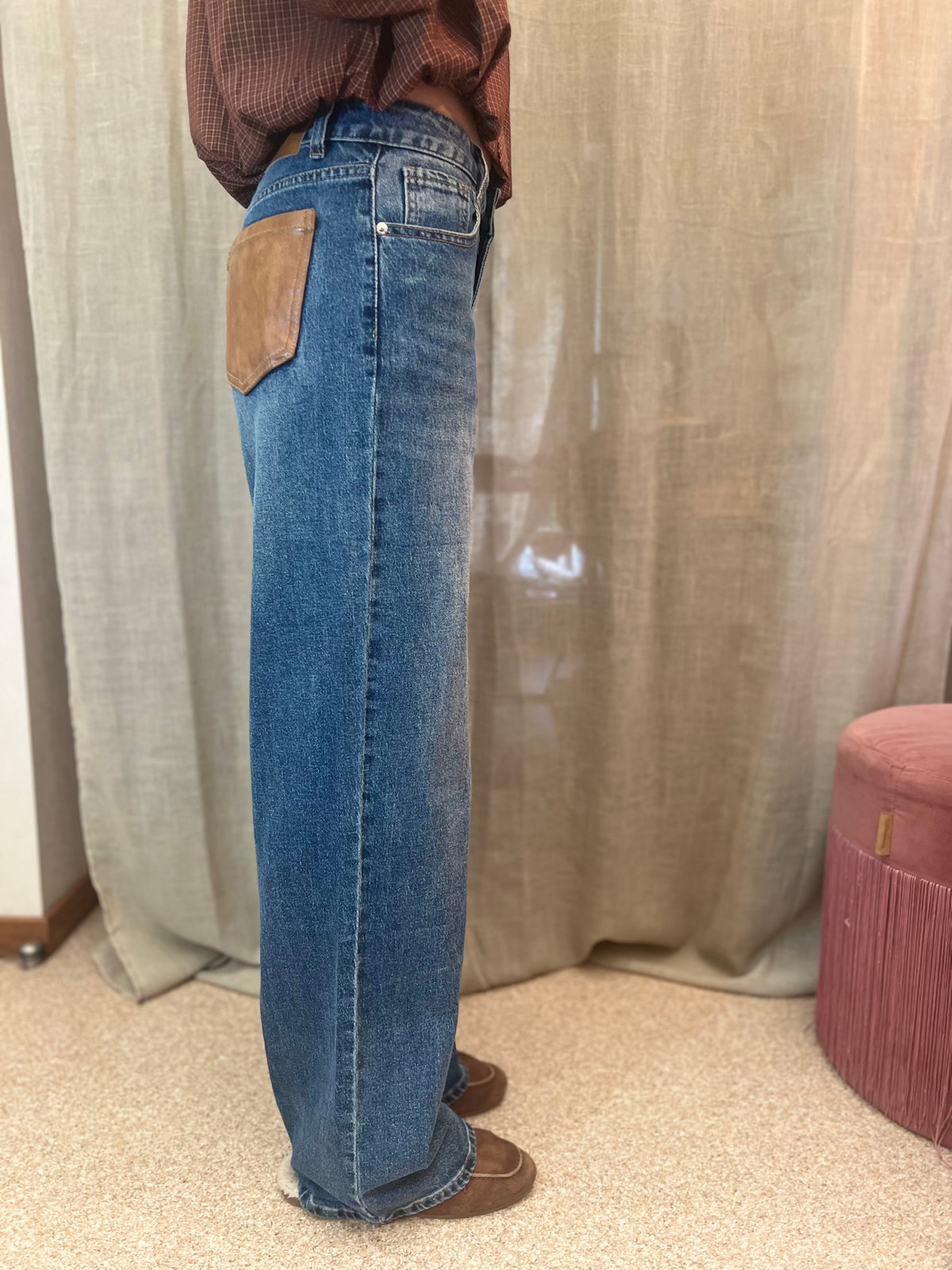jeans lederen zakken