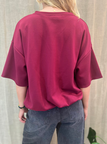 sweatshirt korte mouw balloonshape bordeaux