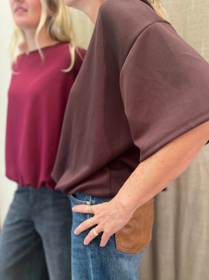 Sweatshirt korte mouw bruin