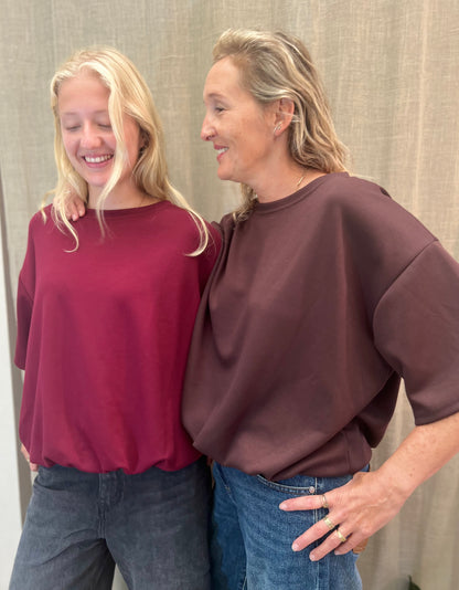 Sweatshirt korte mouw bruin