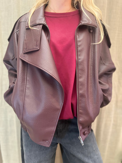 biker jacket lederlook oversized
