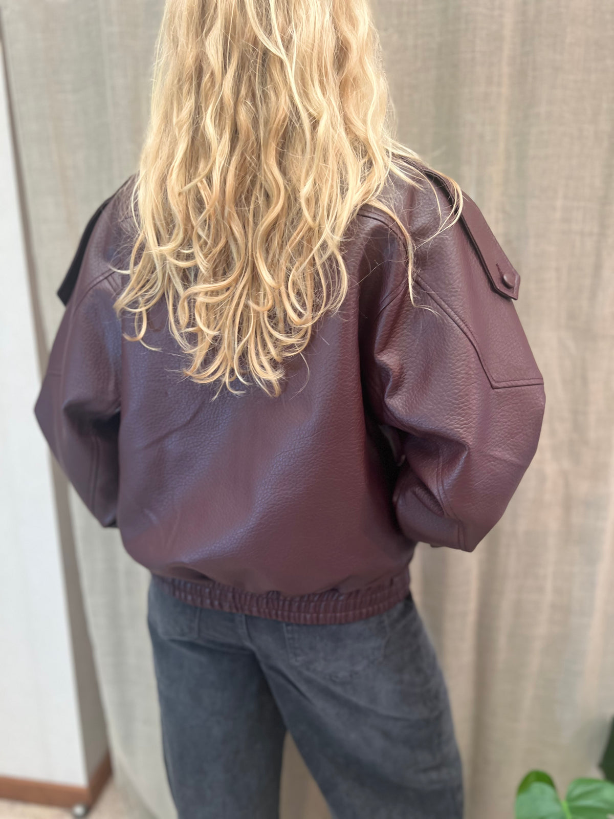 biker jacket lederlook oversized