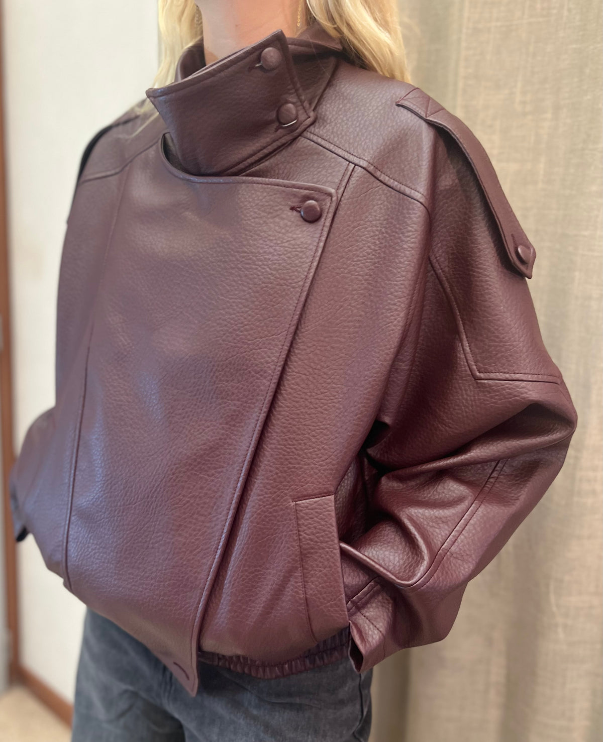 biker jacket lederlook oversized