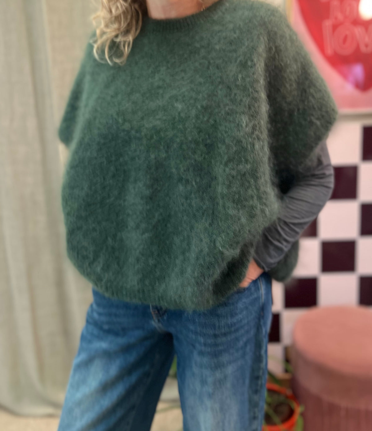 mohair trui oversized bottlegreen