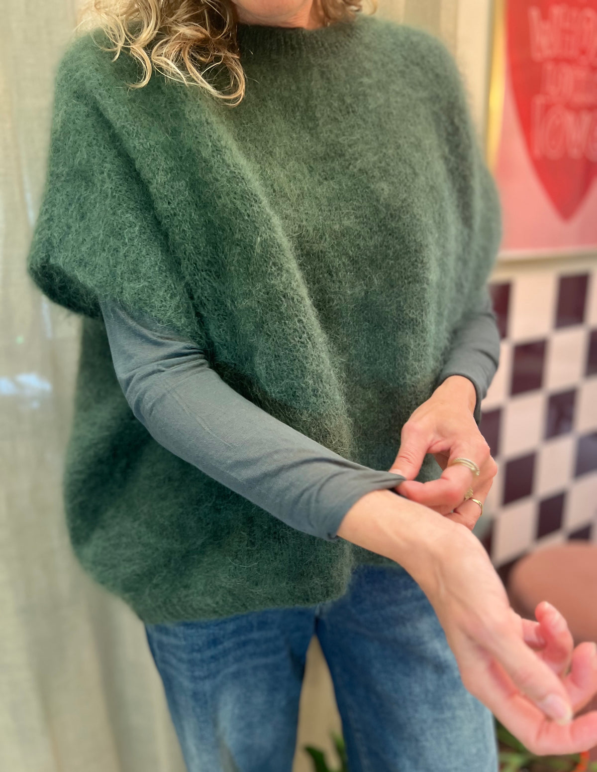mohair trui oversized bottlegreen