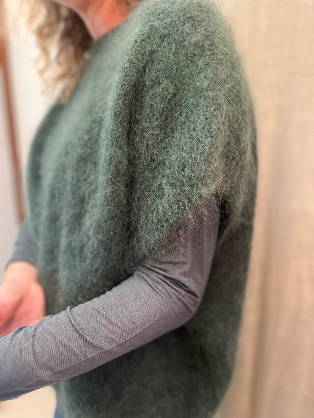 mohair trui oversized bottlegreen