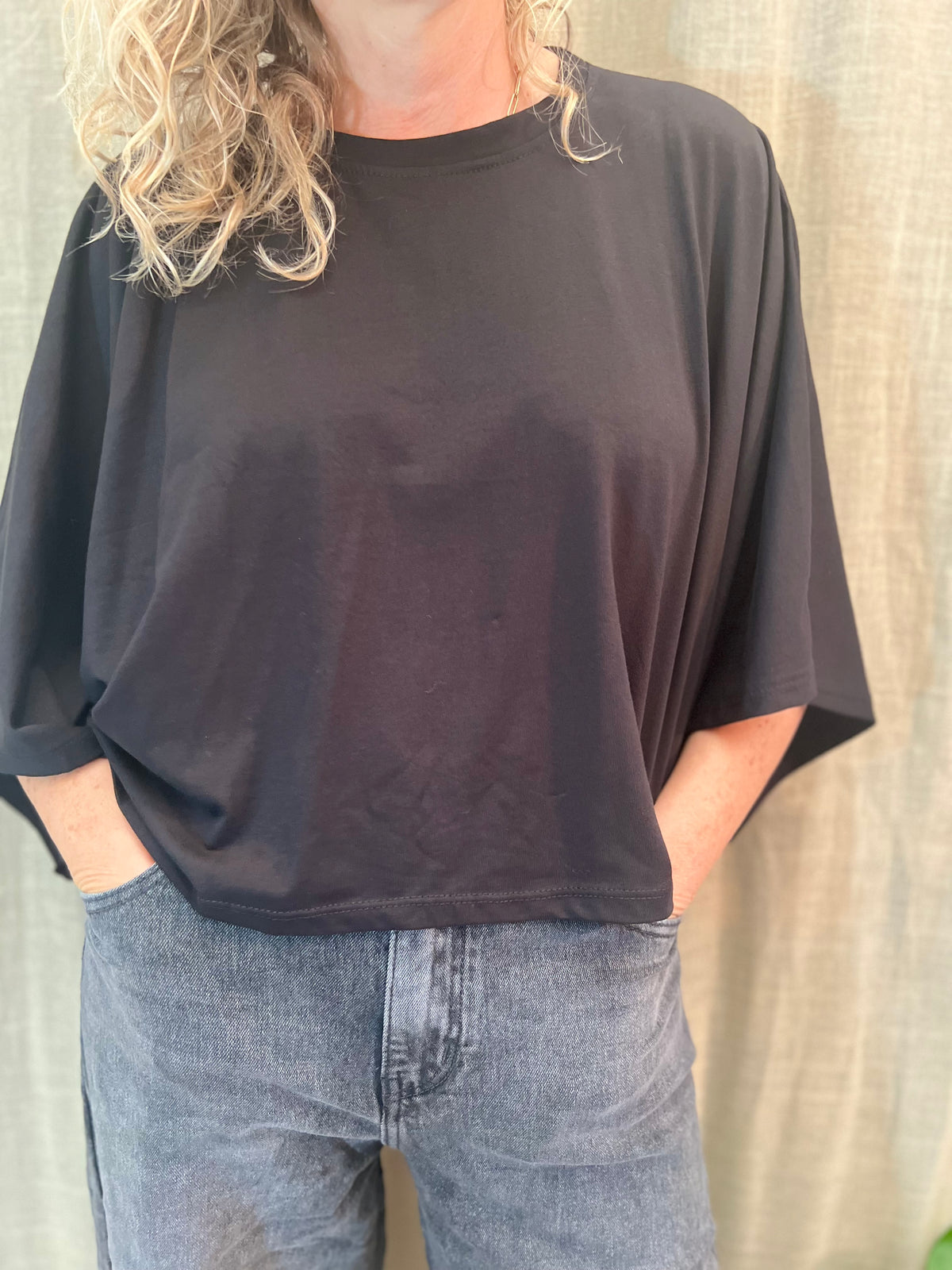t-shirt zwart-batsleeves