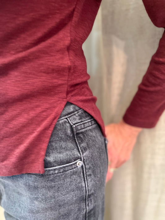 Bordeaux tshirt-boothals