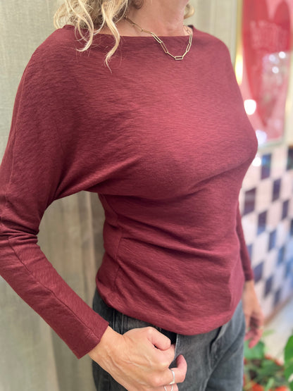 Bordeaux tshirt-boothals