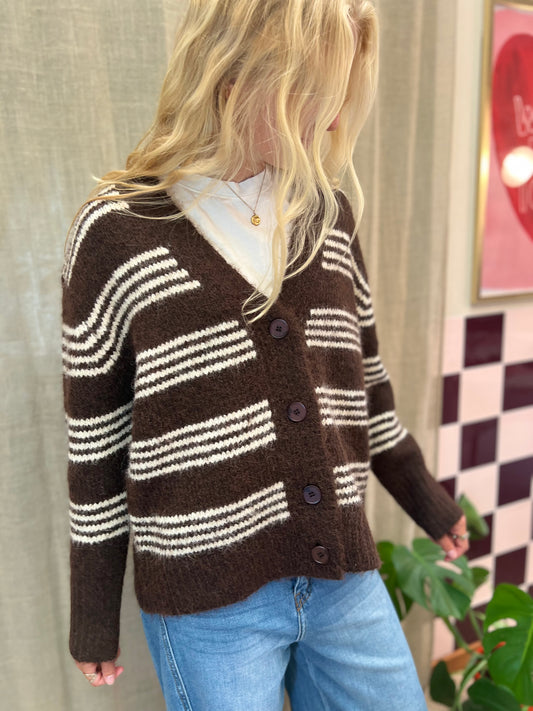 Bruine gilet streep