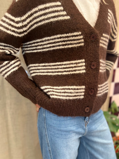 Bruine gilet streep