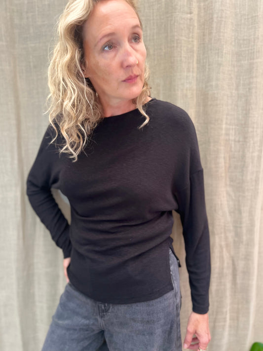 Zwart tshirt-boothals