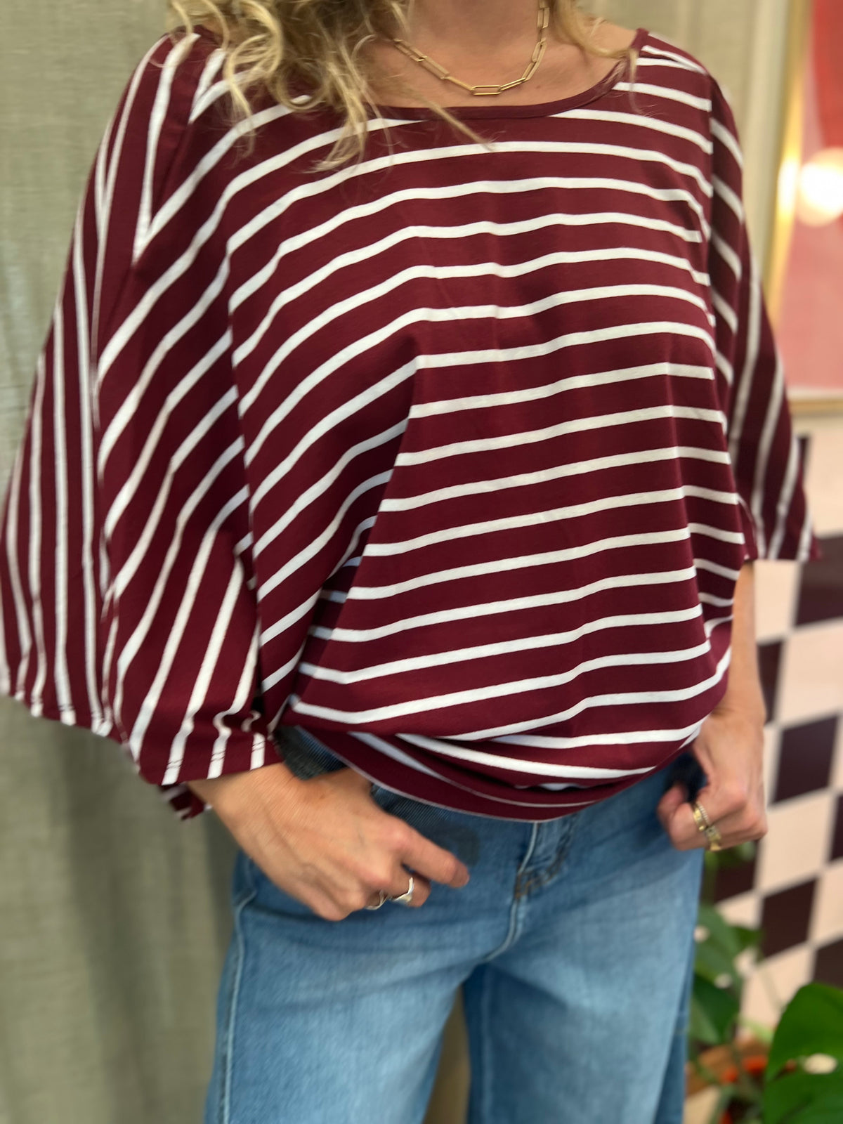 Tshirt bordaux streep
