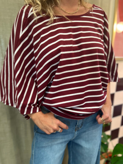 Tshirt bordaux streep