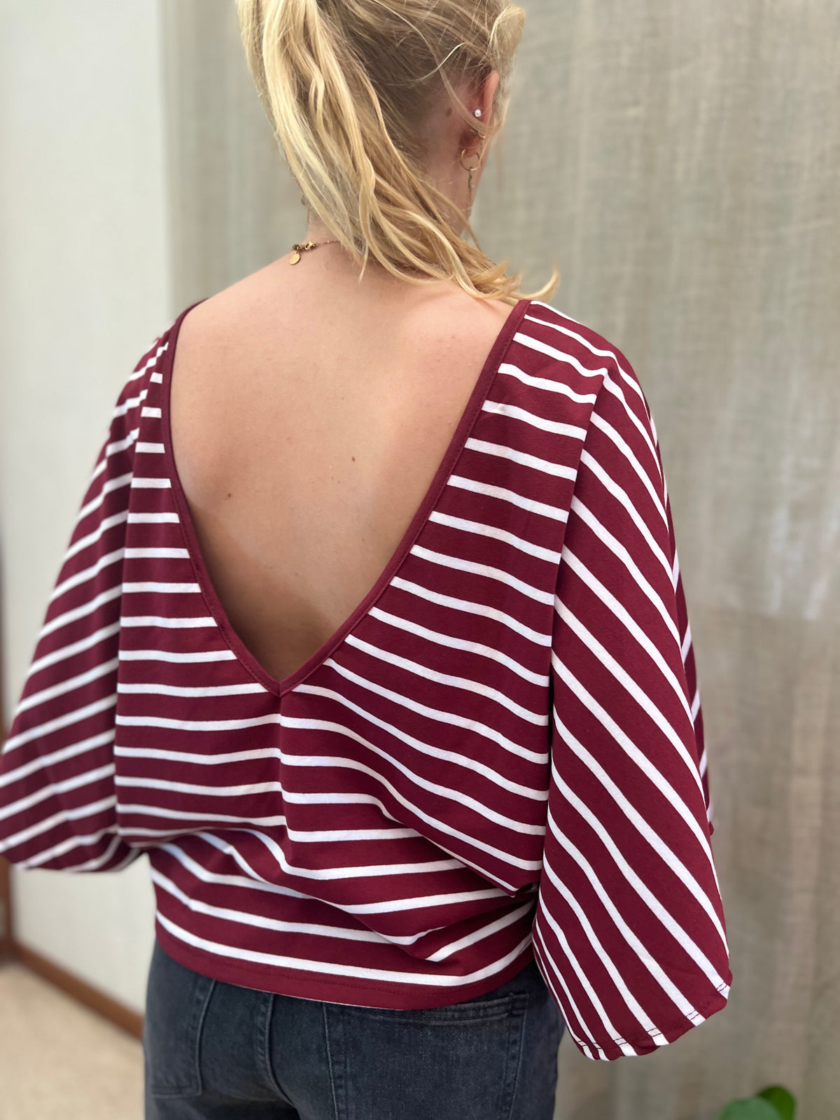 Tshirt bordaux streep