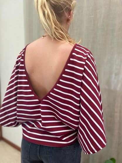 Tshirt bordaux streep