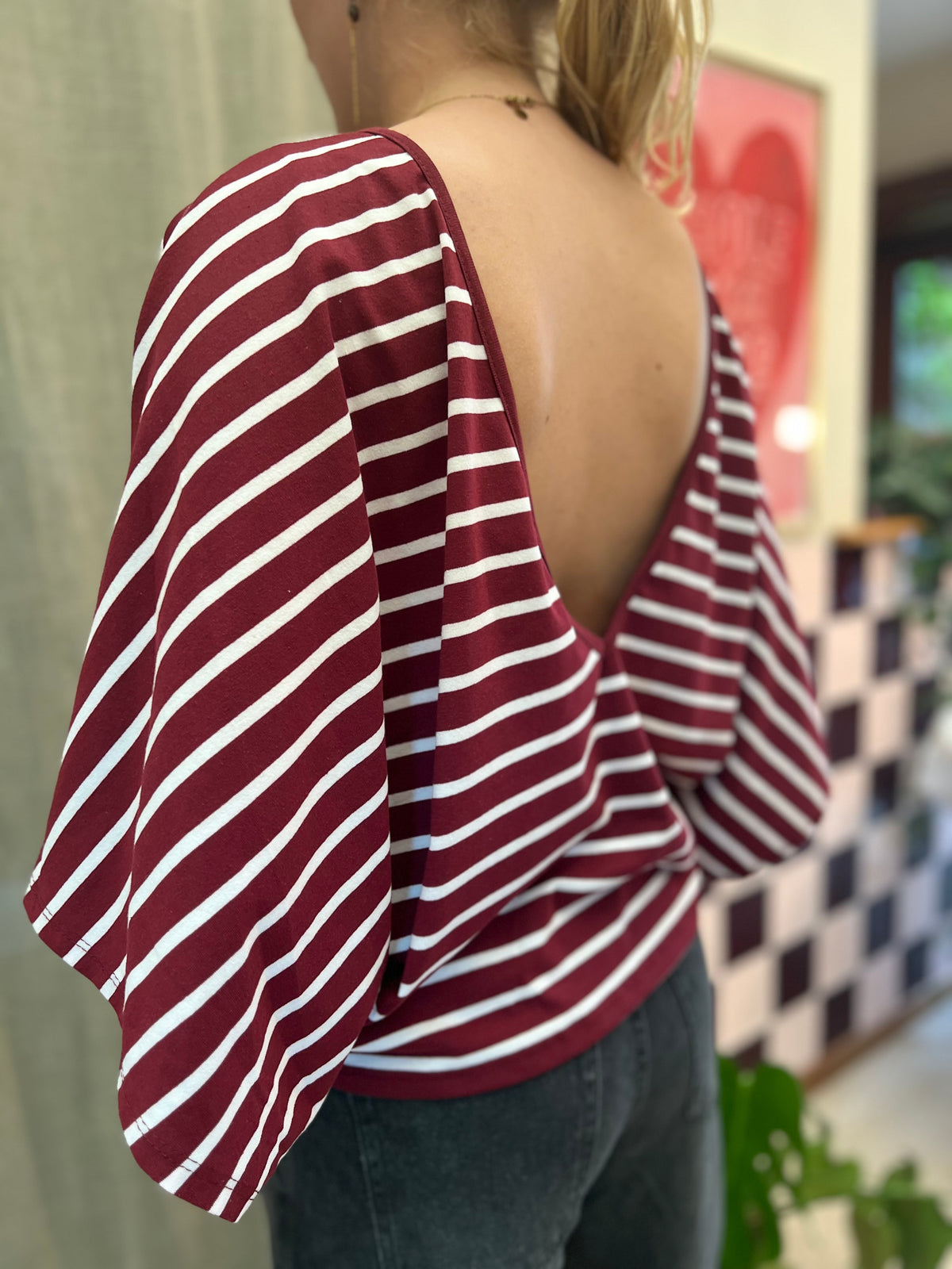 Tshirt bordaux streep
