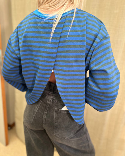 Open Back T-shirt – Electric blue/navy