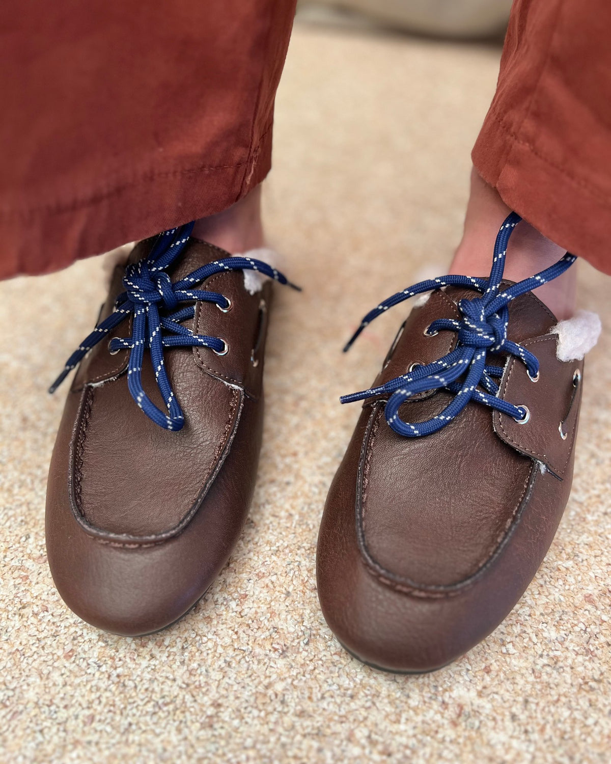 Bruine loafers met teddy