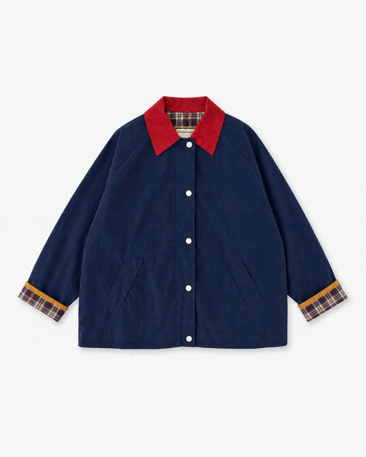 Navy Jacket met Contrasterende Kraag